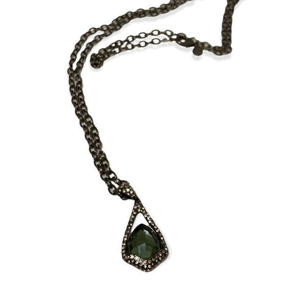 ❤️SOLD❤️ALEXIS BITTAR Suspended Faceted Green Hematite Pendant Necklace - Picture 6 of 9